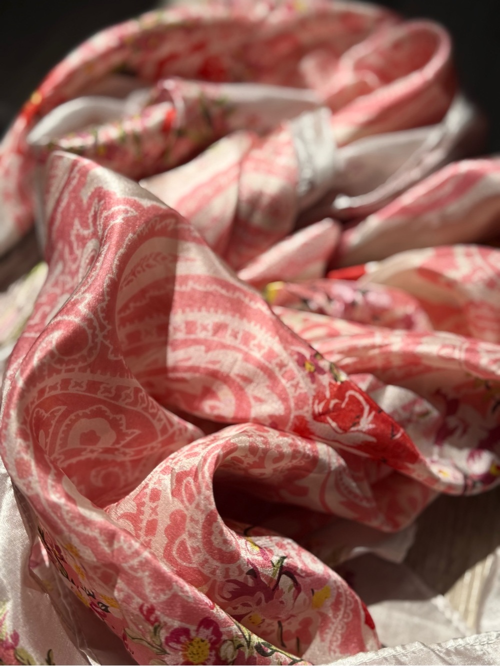 Johnny Was 100% Silk Floral Paisley Tassel Scarf - Picture 3 of 7